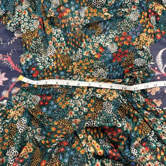 Vintage 70s Jody T of California Mesh Lace Black Floral Midi Wrap Dress size 7 - Picture 11 of 14